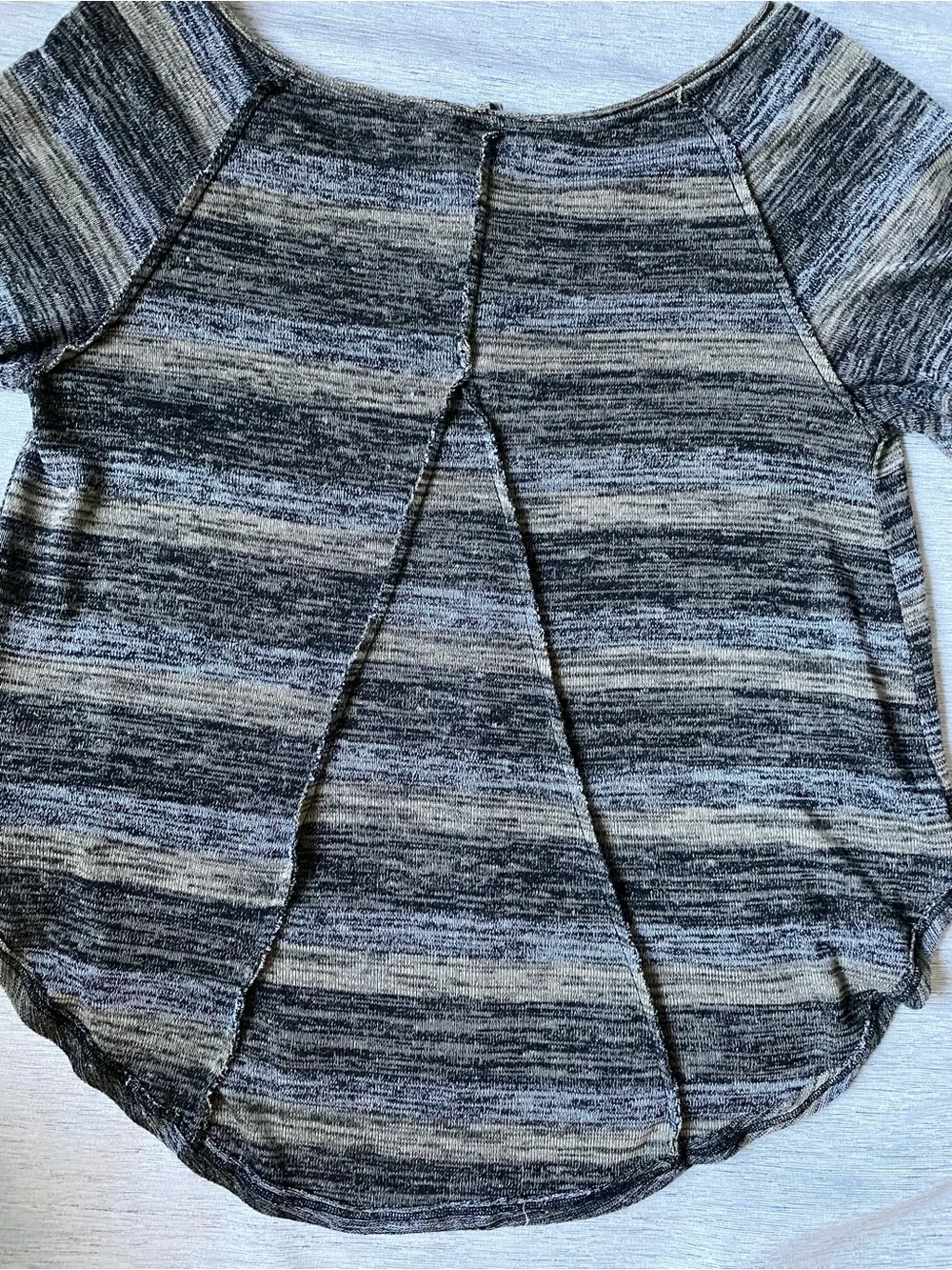 Free people Striped Scoop Neck Pullover in Heathered Gray and Cream